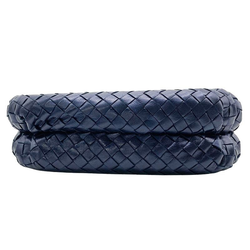 Bottega Veneta Intrecciato Handbag Leather Navy Gold Hardware Women