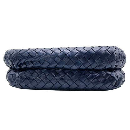 Bottega Veneta Intrecciato Handbag Leather Navy Gold Hardware Women