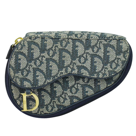 Dior Saddle Trotter Pouch Case Canvas Navy