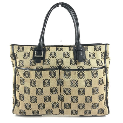 Loewe Business Bag Anagram Logo Leather Canvas Black