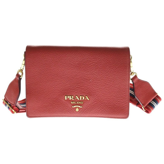 Prada Vitello Daino Mini Shoulder Bag Red Leather Gold