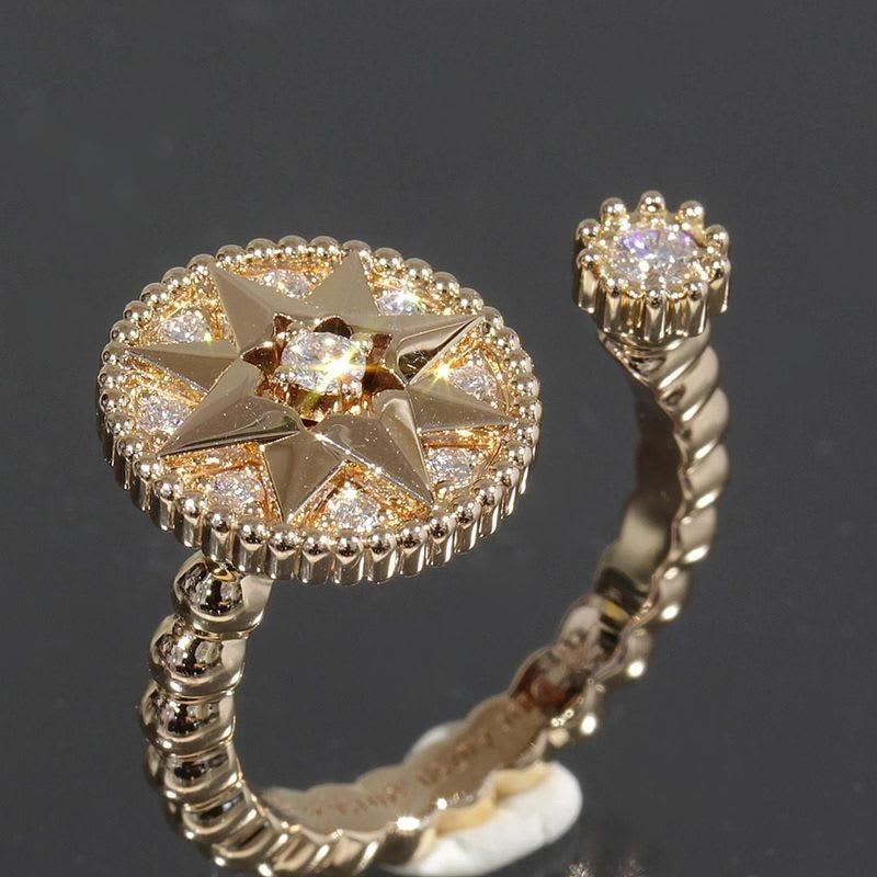 Dior Rose De Van Pave Diamond Ring 750 18K Pink Gold Box And Paper E1112