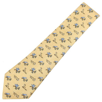 Hermes Necktie Animal Print 9.5cm (3.74in) Silk Yellow and Multicolor Yellow