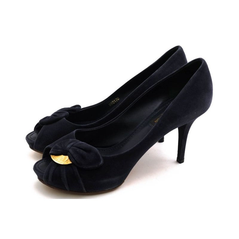 Louis Vuitton Pumps Shoes Women Suede Leather Navy Blue Ma0170
