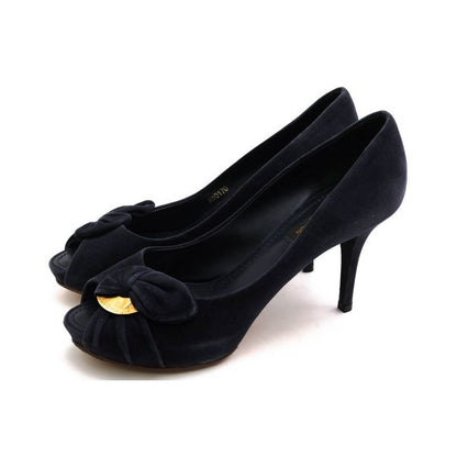 Louis Vuitton Pumps Shoes Women Suede Leather Navy Blue Ma0170