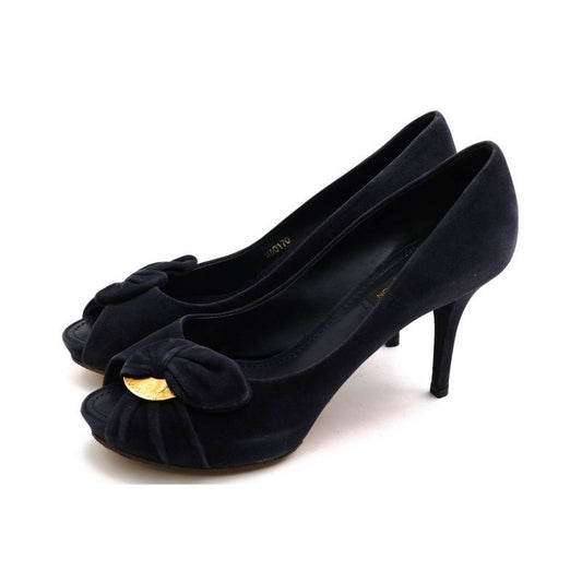 Louis Vuitton Pumps Shoes Women Suede Leather Navy Blue Ma0170