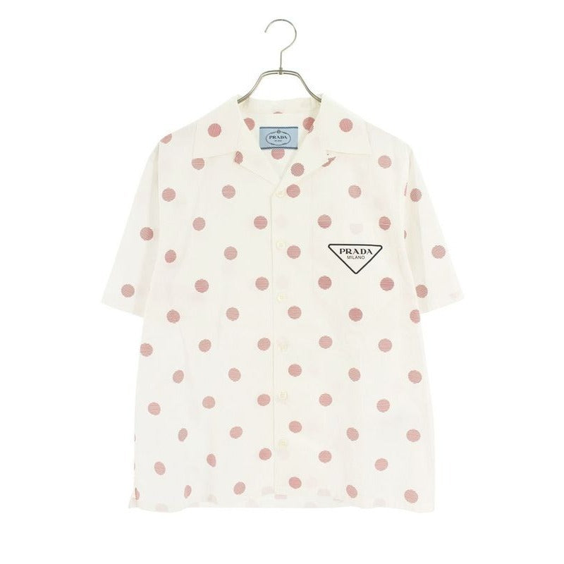 Prada Ucs339 Triangle Logo Print Dot Short Sleeve Shirt