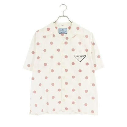 Prada Ucs339 Triangle Logo Print Dot Short Sleeve Shirt