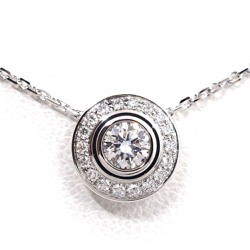 Cartier 18K White Gold Damier Diamond Necklace