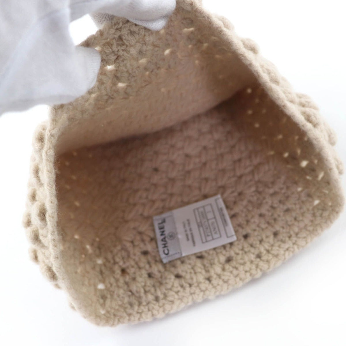 Chanel Cashmere CC Logo Knit Cap Beige 2 — view 6