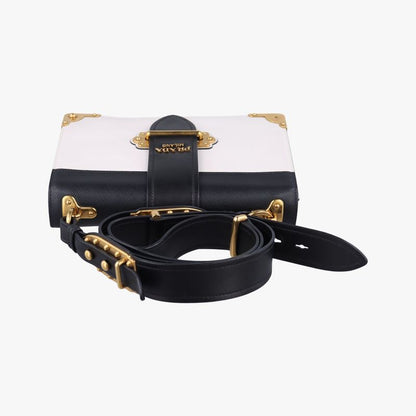 Prada Cahier Black And White Leather X Saffiano Leather 1bd04525 L