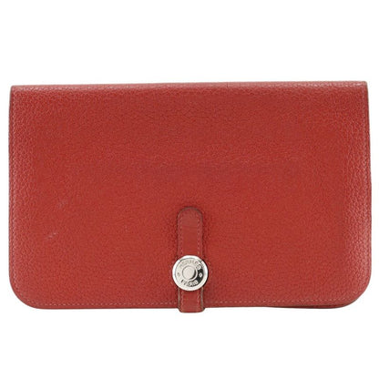 Hermes Dogon GM Taurillon Clemence Red □R Ladies Long Wallet