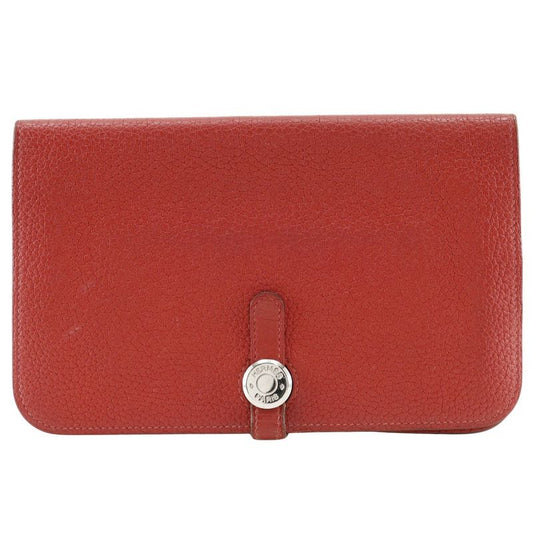 Hermes Dogon GM Taurillon Clemence Red □R Ladies Long Wallet