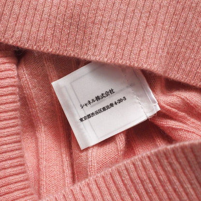 Chanel Knit 01P CC Logo Coco Mark All Cashmere Sweater V-neck Pink [recommended]