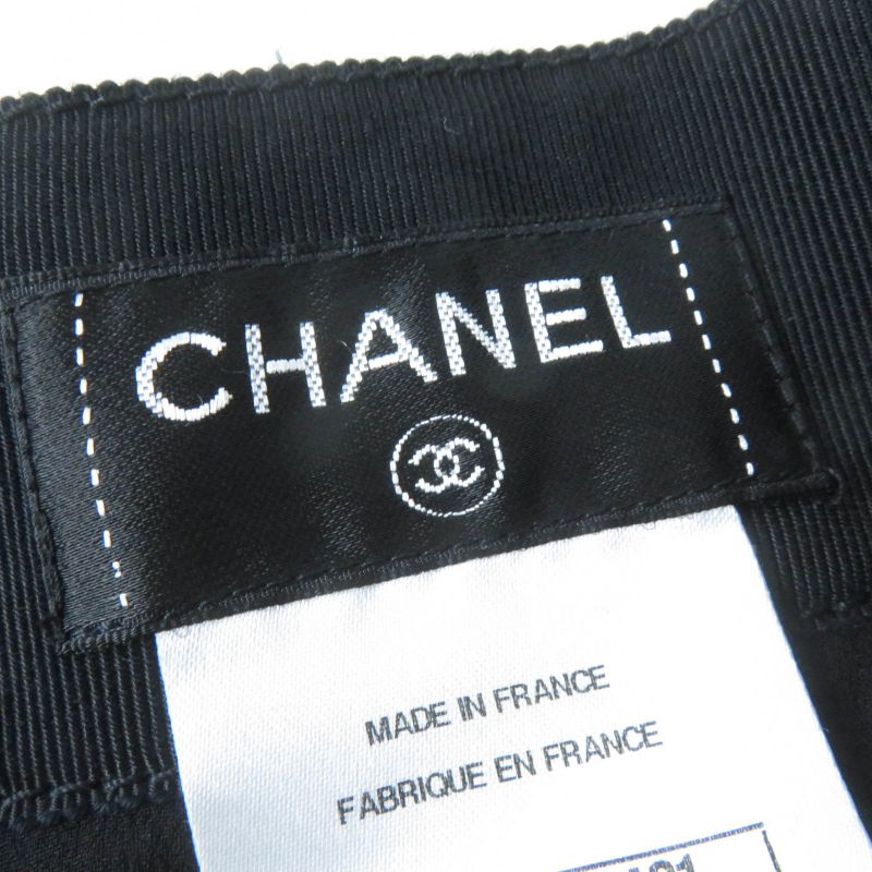 CHANEL P51456v38481 Chain Button Flower Lace Pleated Skirt Black 38 Made In