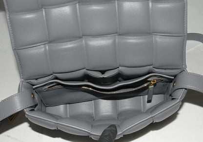 Bottega Veneta Shoulder Bag Small Patted Cassette Shoulder Bag Lambskin Gray