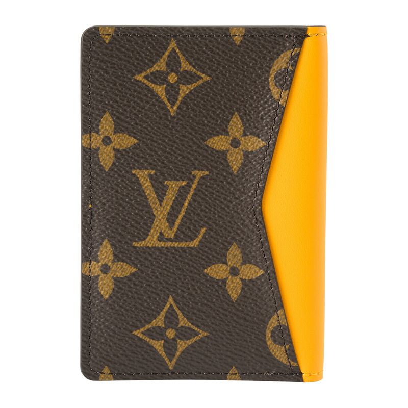 Louis Vuitton Card Case Organizer De Poche Brown/saffron Yellow
