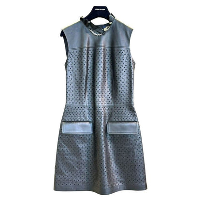 Louis Vuitton Ffld02hyl Sleeveless Cutwork Cles Zipper Dress Women Black 36