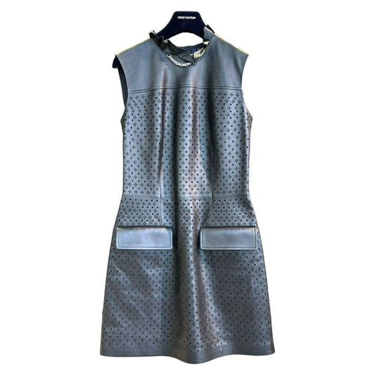 Louis Vuitton Ffld02hyl Sleeveless Cutwork Cles Zipper Dress Women Black 36