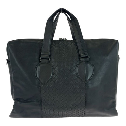 Bottega Veneta Intrecciato Black Silver Hardware Leather Business Bag Briefcase