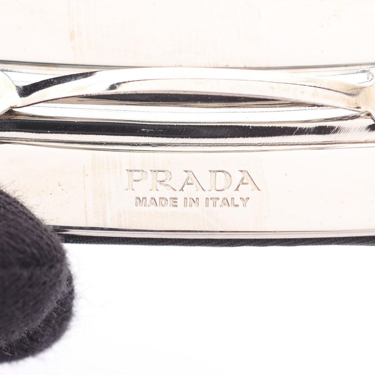 Prada Re-Nylon Hair Clip Black Stainless Steel — view 3