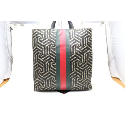 Gucci GG Carre Bee Web Leather Tote — view 2