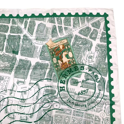 Hermes Carre 90 de Passage A Paris Silk Scarf Green — view 3