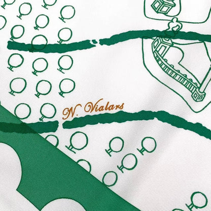 Hermes Carre 90 de Passage A Paris Silk Scarf Green — view 6