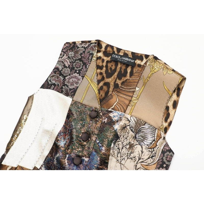 Dolce & Gabbana Vest 38 Jacquard Patchwork Leopard Gilet — view 4