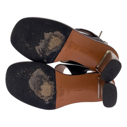 Celine Bambam Phoebe Leather Strap Metal Heel Sandals - 36 - Black Brown -