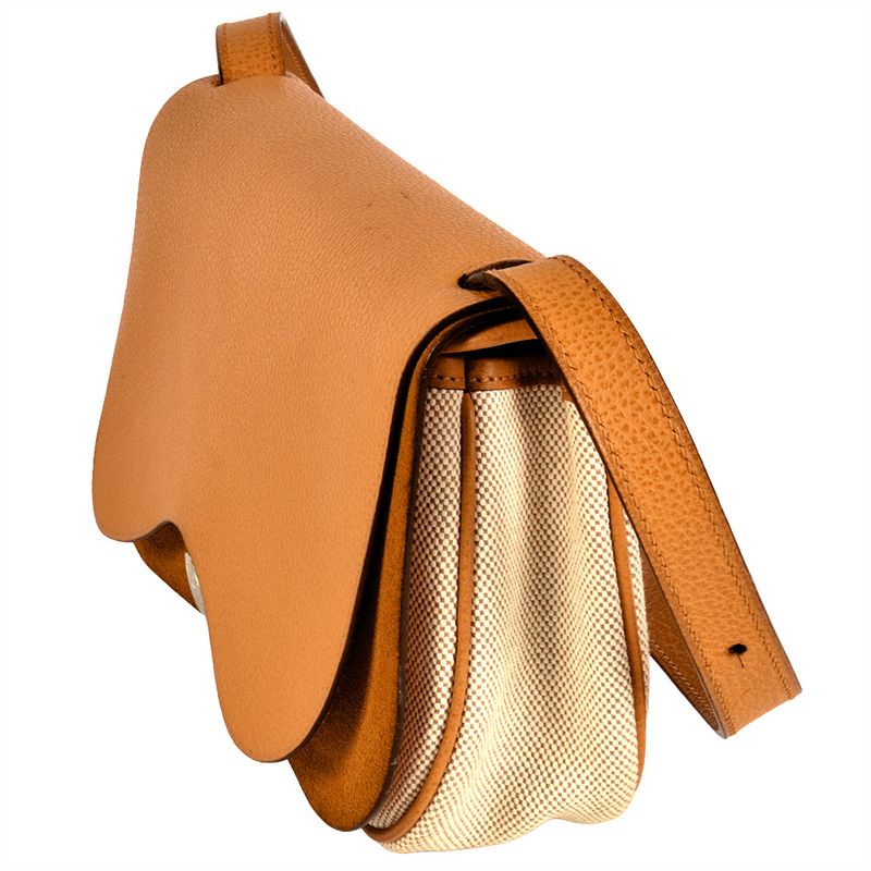 Hermes Sac Colorado PM Shoulder Bag □I Engraved Beige Silver Hardware Toile Ash