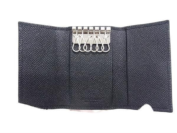 Bvlgari Leather 6-ring Key Case Key Case Men's Black Au9900