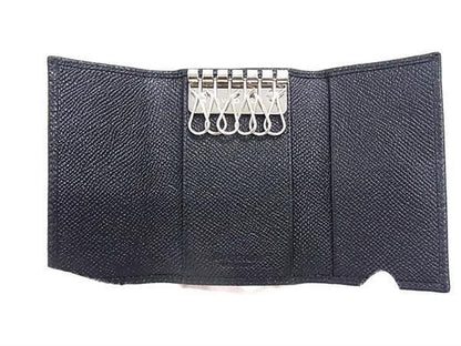 Bvlgari Leather 6-ring Key Case Key Case Men's Black Au9900