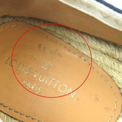Louis Vuitton LV Logo Embroidery Striped Pattern Partially Suede Espadrilles