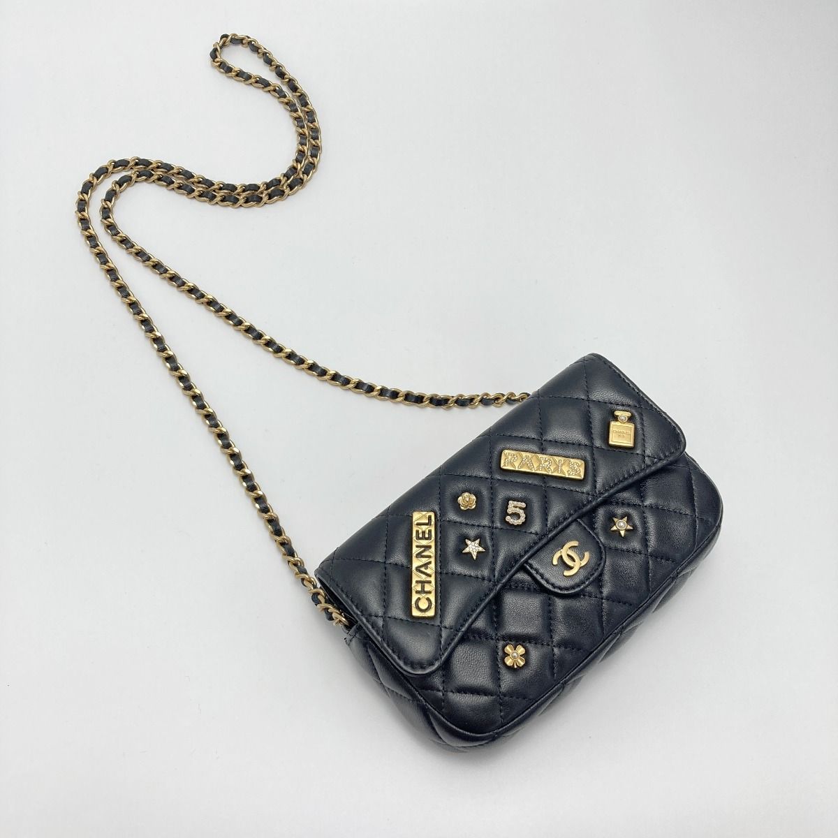 Chanel Matelasse Flap Phone Case Ap2096 Black Chain Shoulder Lambskin