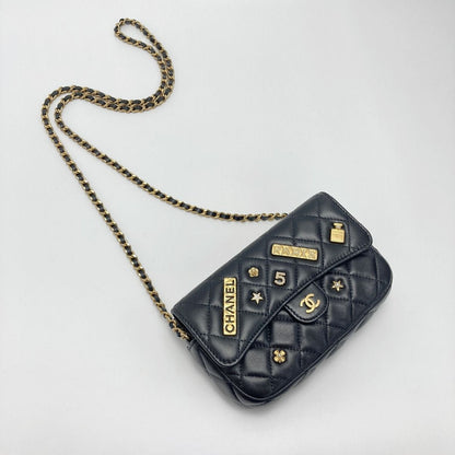 Chanel Matelasse Flap Phone Case Ap2096 Black Chain Shoulder Lambskin