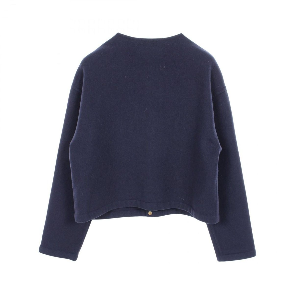 Celine Collarless Jacket Salki Embroidery Navy Cashmere — view 2