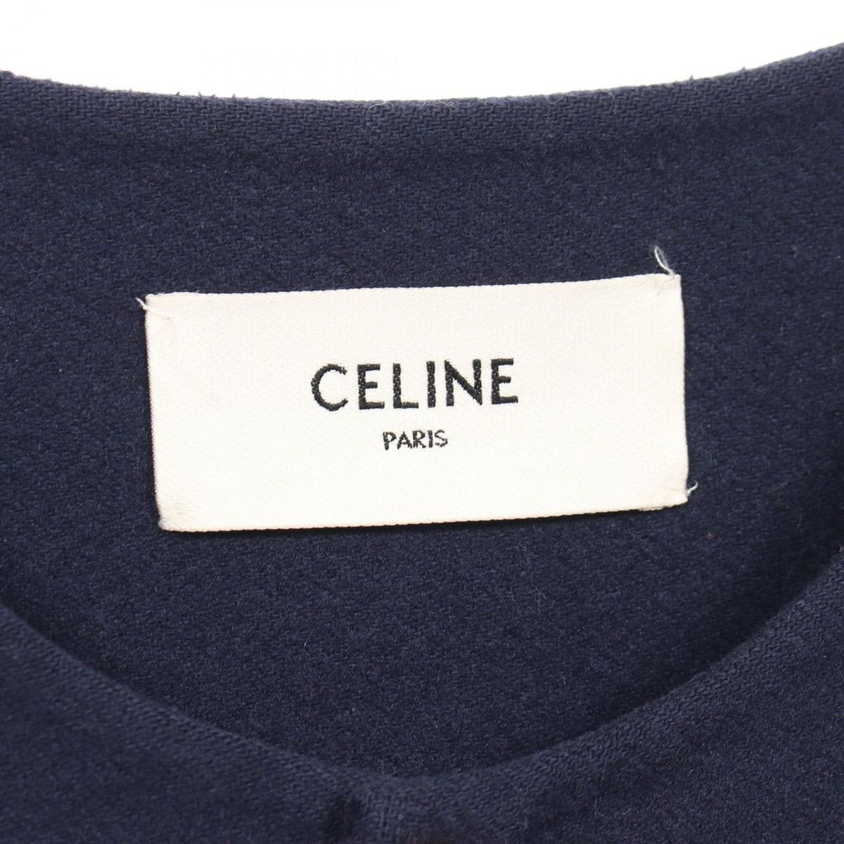 Celine Collarless Jacket Salki Embroidery Navy Cashmere — view 3