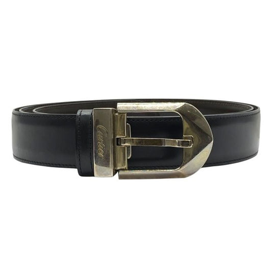 Cartier C Allonge Reversible Belt Leather Accessories Brown Black Silver