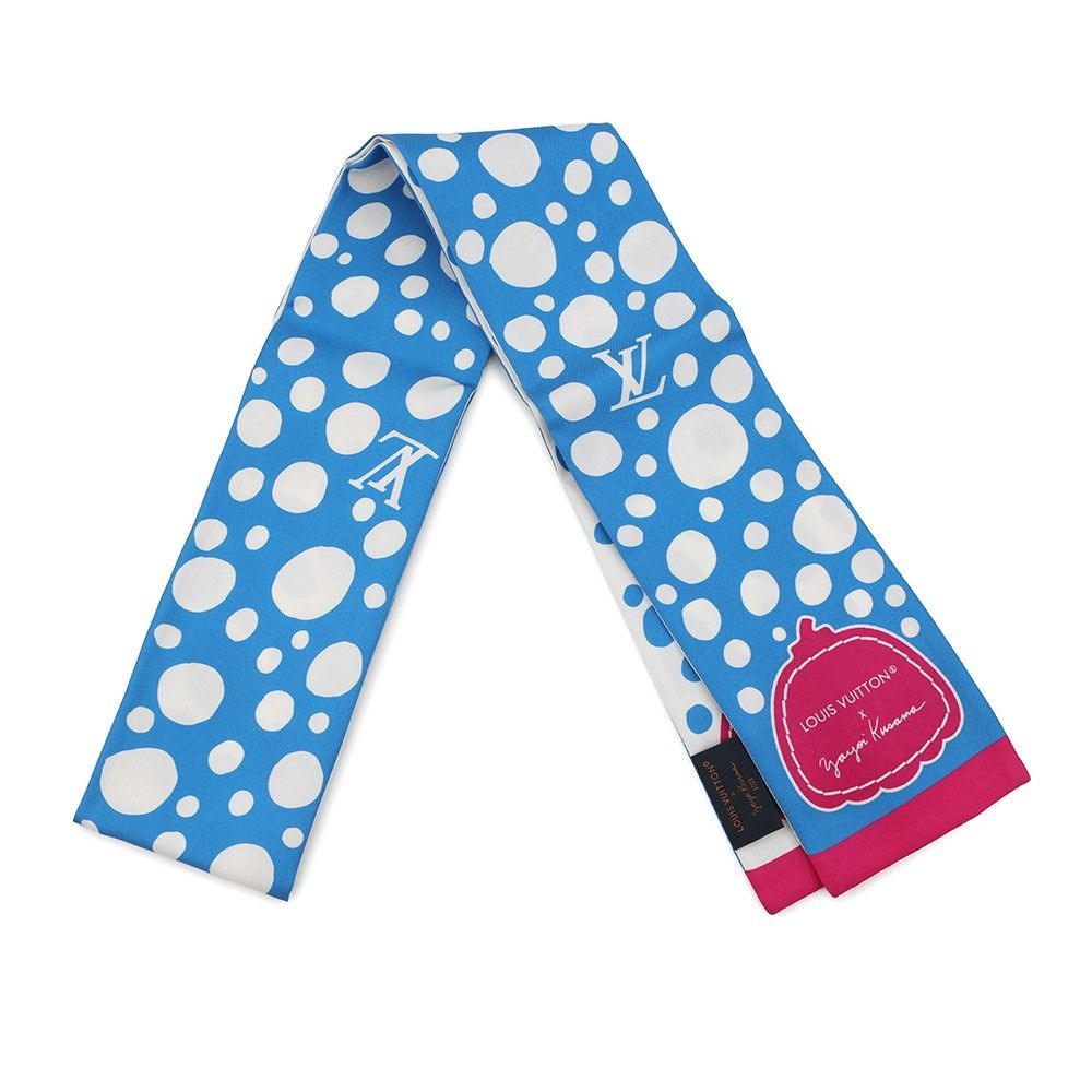 Louis Vuitton Scarf Bandeau Infinity Dot LV Yk Silk White Blue-multicolor