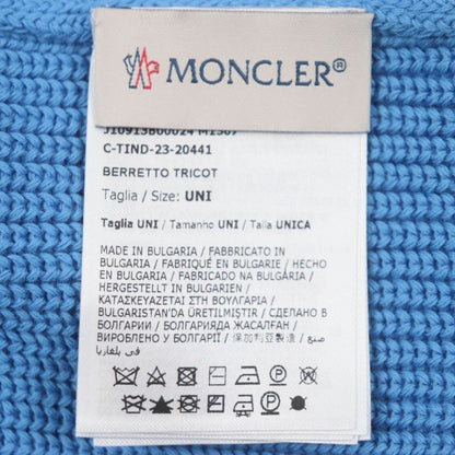 Moncler Moncler 2023 100% Cotton Hat With Logo Patch Blue Knit Cap Blue Made