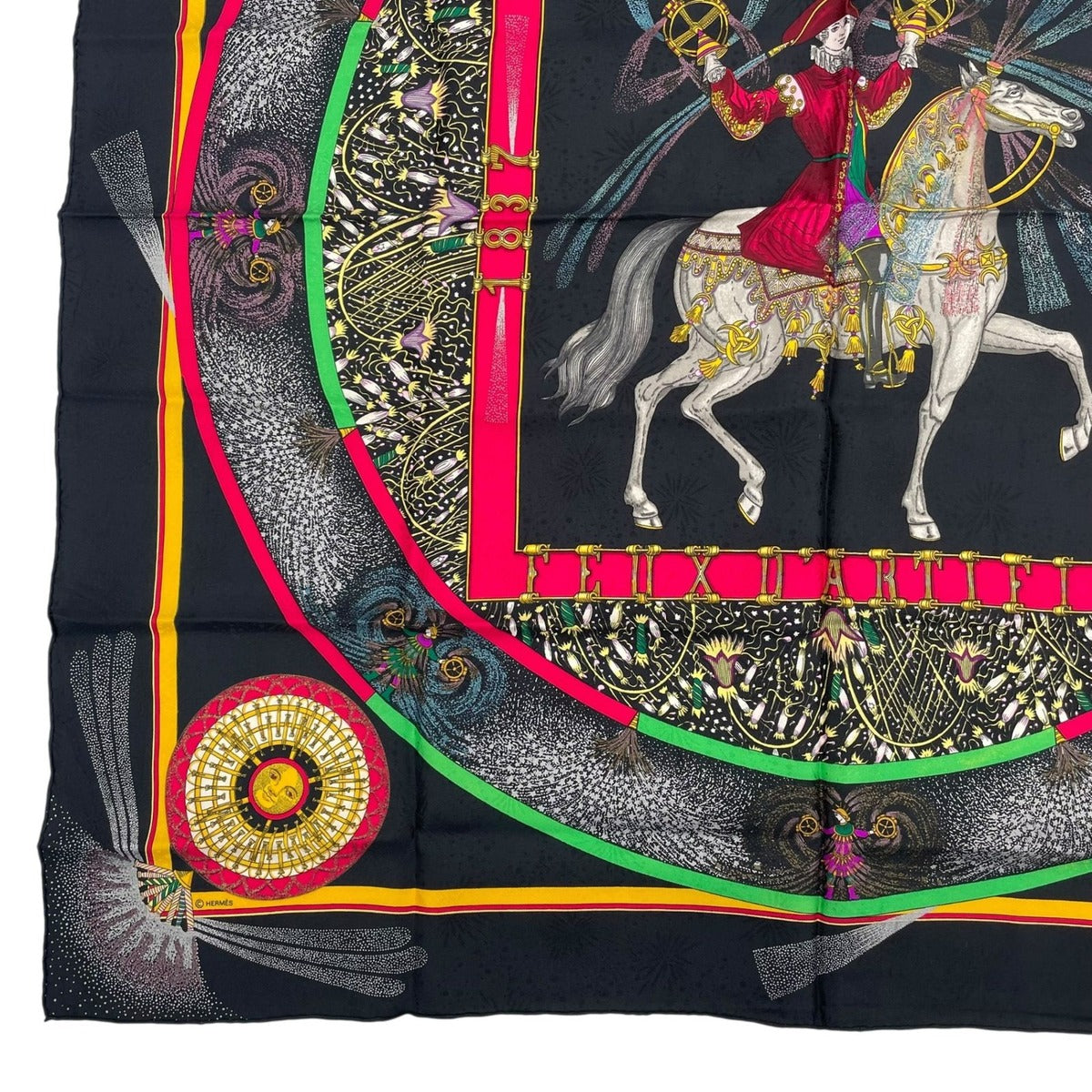 Hermes Scarf Silk Carre 90 Feux D'artifice Black — view 4