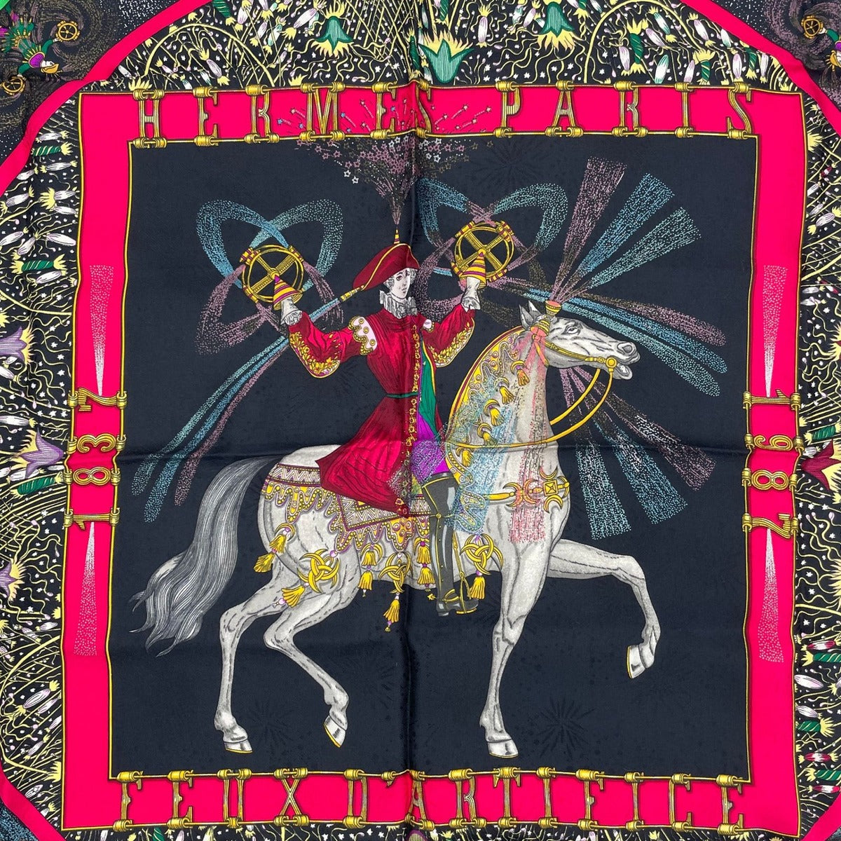 Hermes Scarf Silk Carre 90 Feux D'artifice Black — view 6