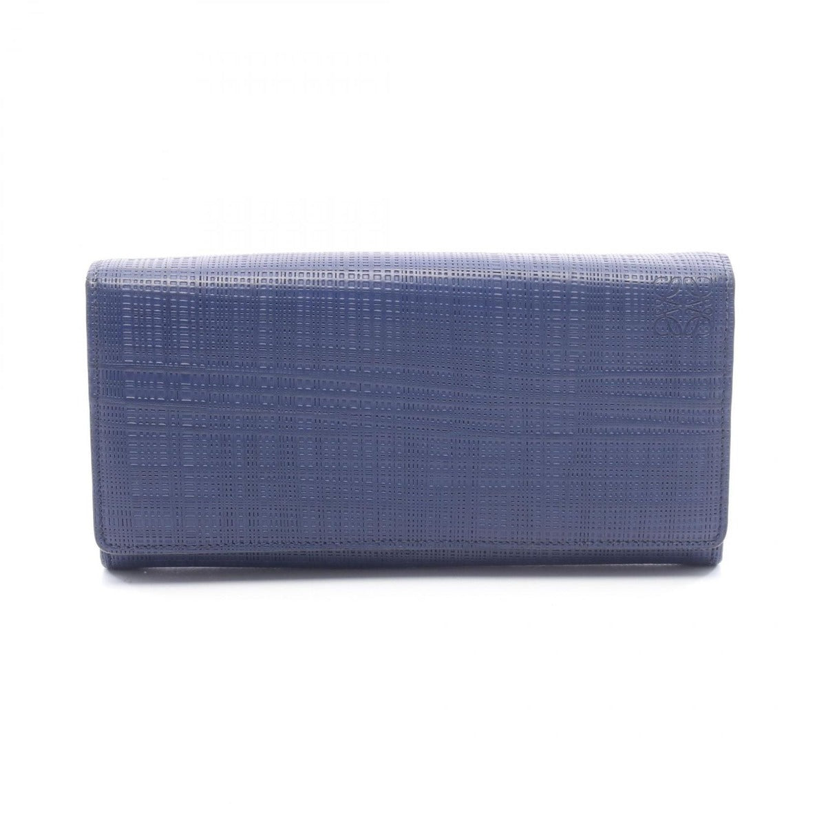 Loewe Bifold Long Wallet Linen Navy Leather Anagram Zip
