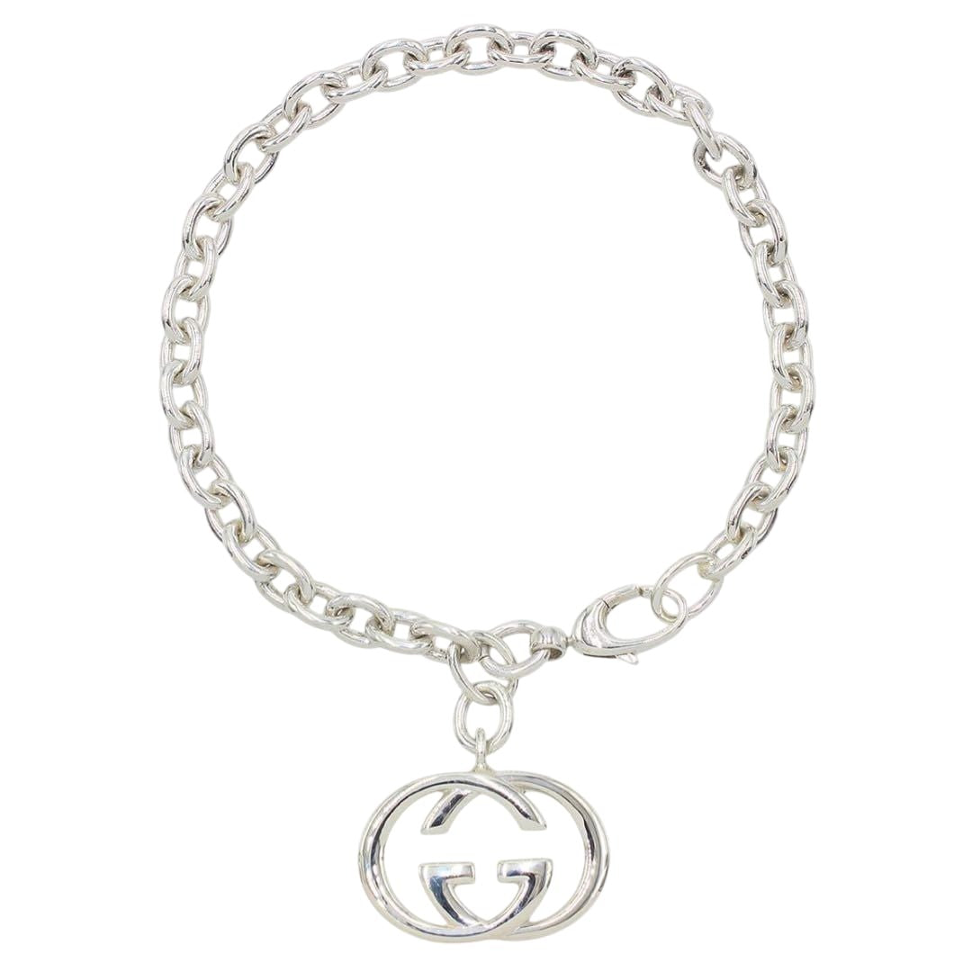 Gucci SV 925 Silver Interlocking G Logo Bracelet