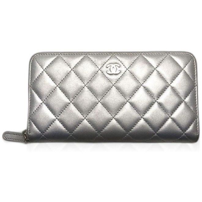 Chanel Quilted Leather Zip Around Wallet