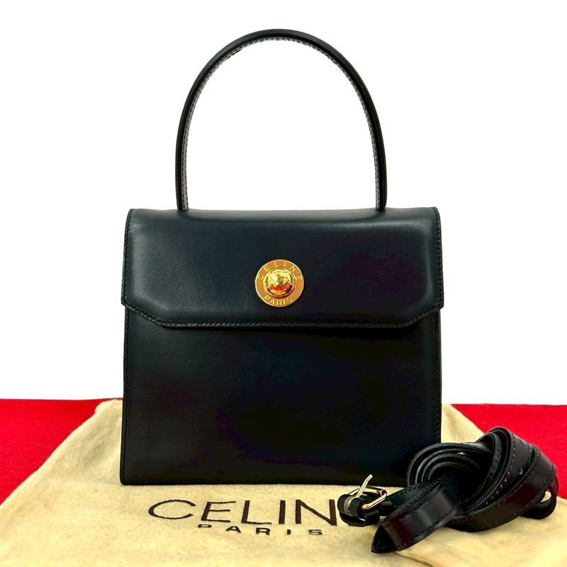 Celine Vintage Star Ball Hardware Leather 2-Way Handbag Shoulder