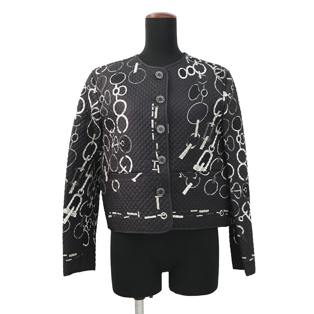 Hermes Jacket Re Boucles Quilted Collarless 38