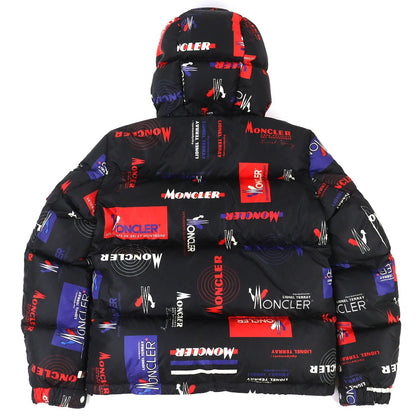 Bvlgari Moncler Wilson Logo Print Patch Hooded Down Jacket Black Red Made — view 2