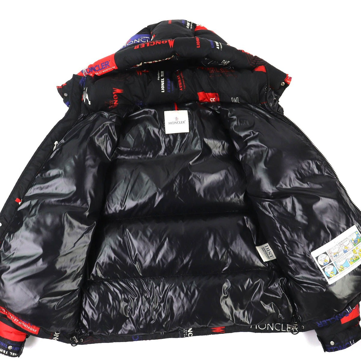 Bvlgari Moncler Wilson Logo Print Patch Hooded Down Jacket Black Red Made — view 3